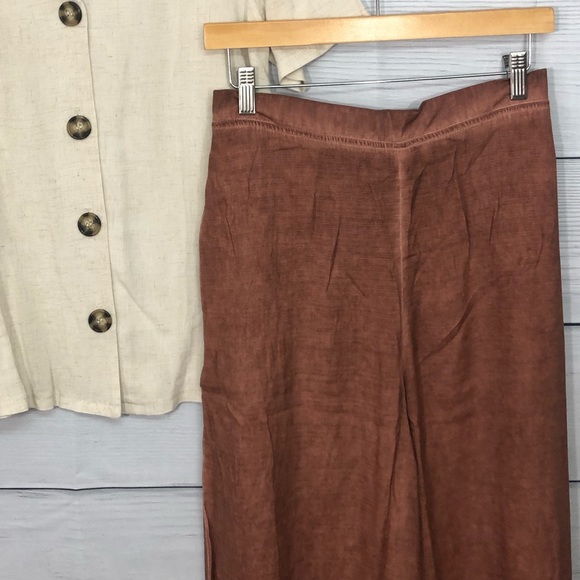 Umgee high waisted wide leg pants with fringe hems - Picture 3 of 7